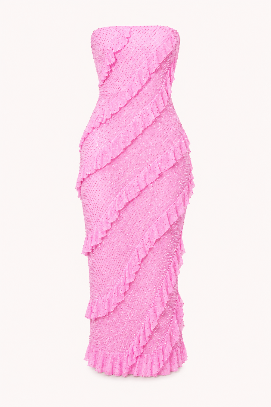 Yina Strapless Ruffle Midi Dress