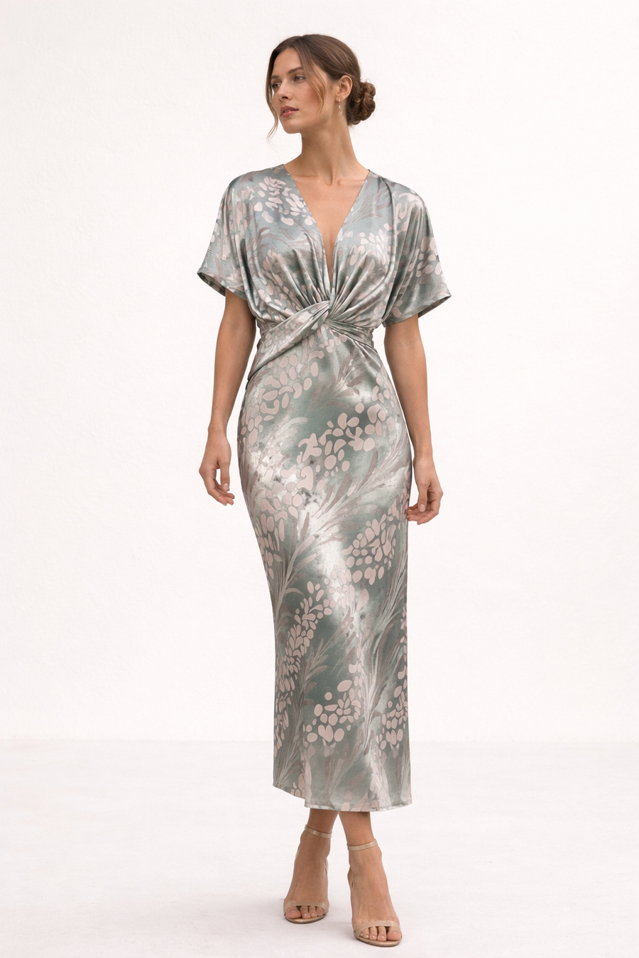 Jennifer Printed V-Neck Midi Dress