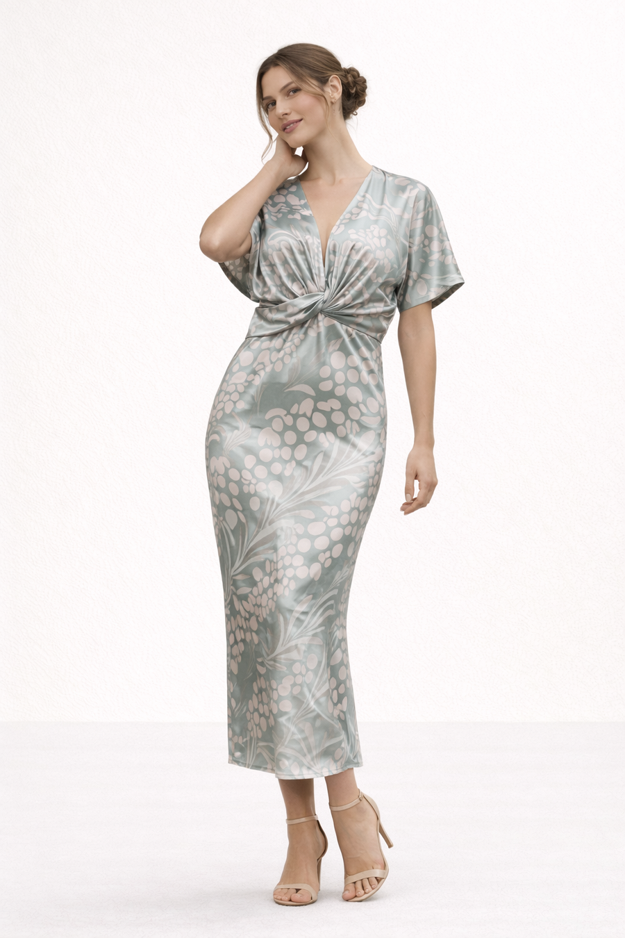 Jennifer Printed V-Neck Midi Dress