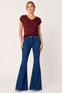 Anika High-Waisted Frayed Flare Jeans