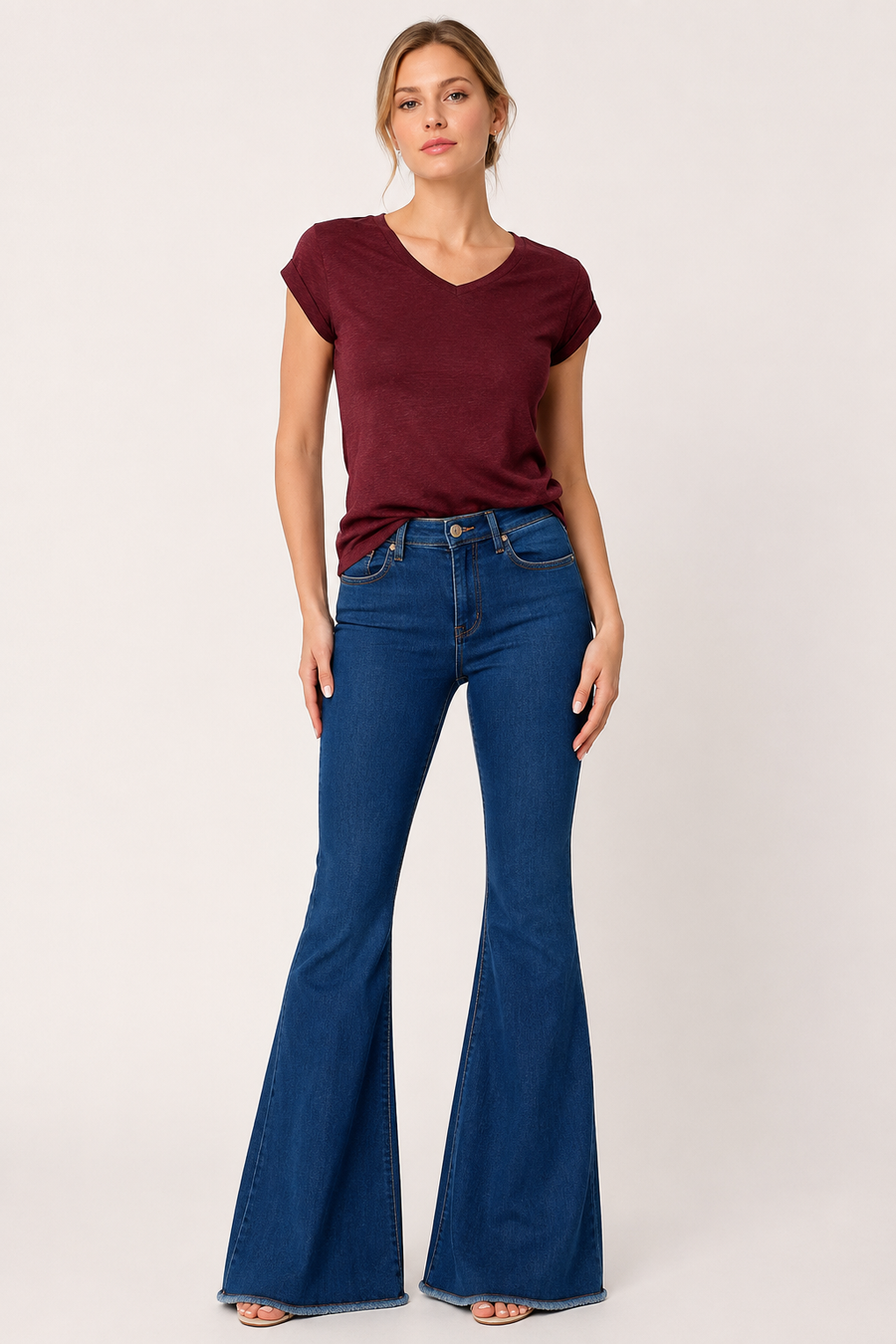 Anika High-Waisted Frayed Flare Jeans