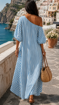 Zephirine – Amalfi Dress Striped Asymmetric Maxi Dress