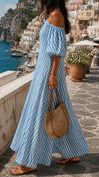Zephirine – Amalfi Dress Striped Asymmetric Maxi Dress