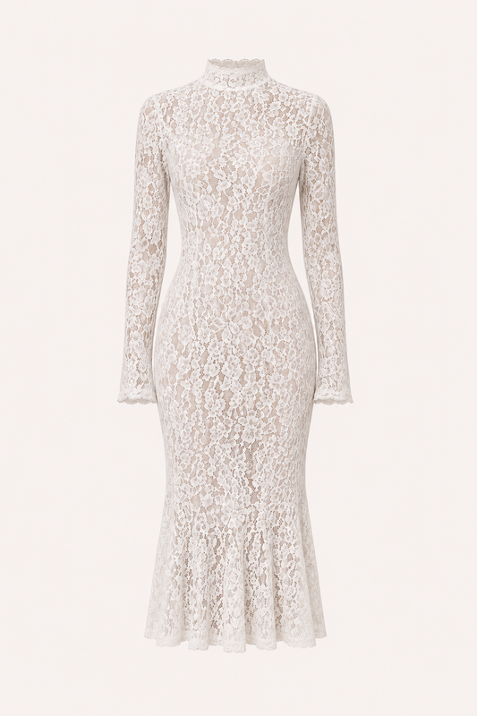 Samara Lace High-Neck Midi Dress