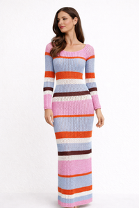 Lorelei Boat-Neck Crochet Maxi Dress