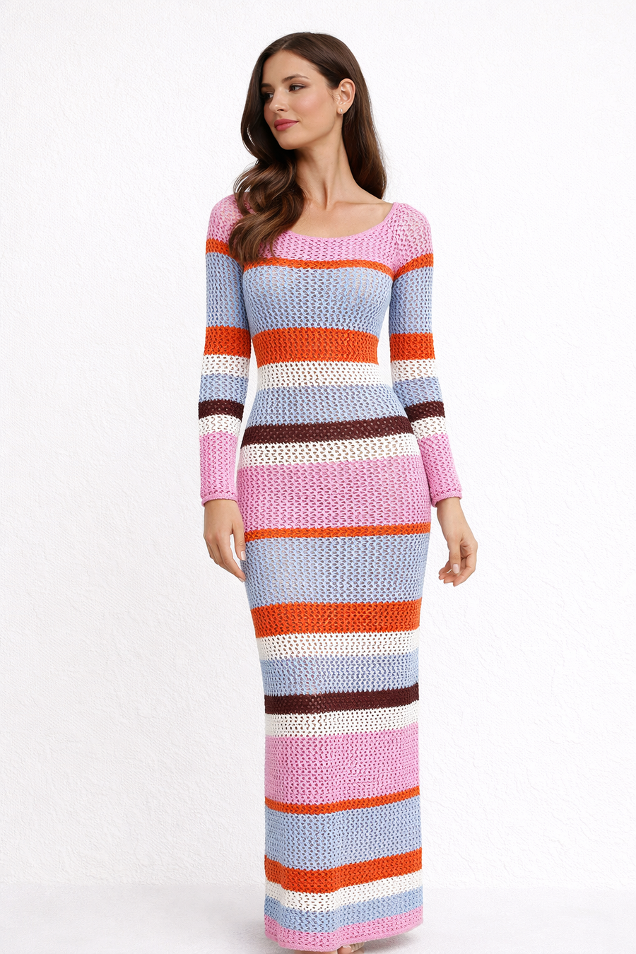 Lorelei Boat-Neck Crochet Maxi Dress