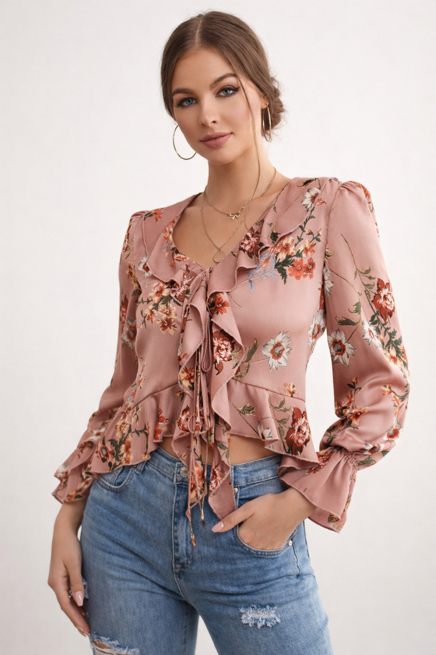 Lily Floral Ruffle Blouse
