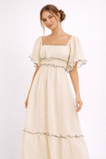 Elisa Romantic Ruffle Midi Dress