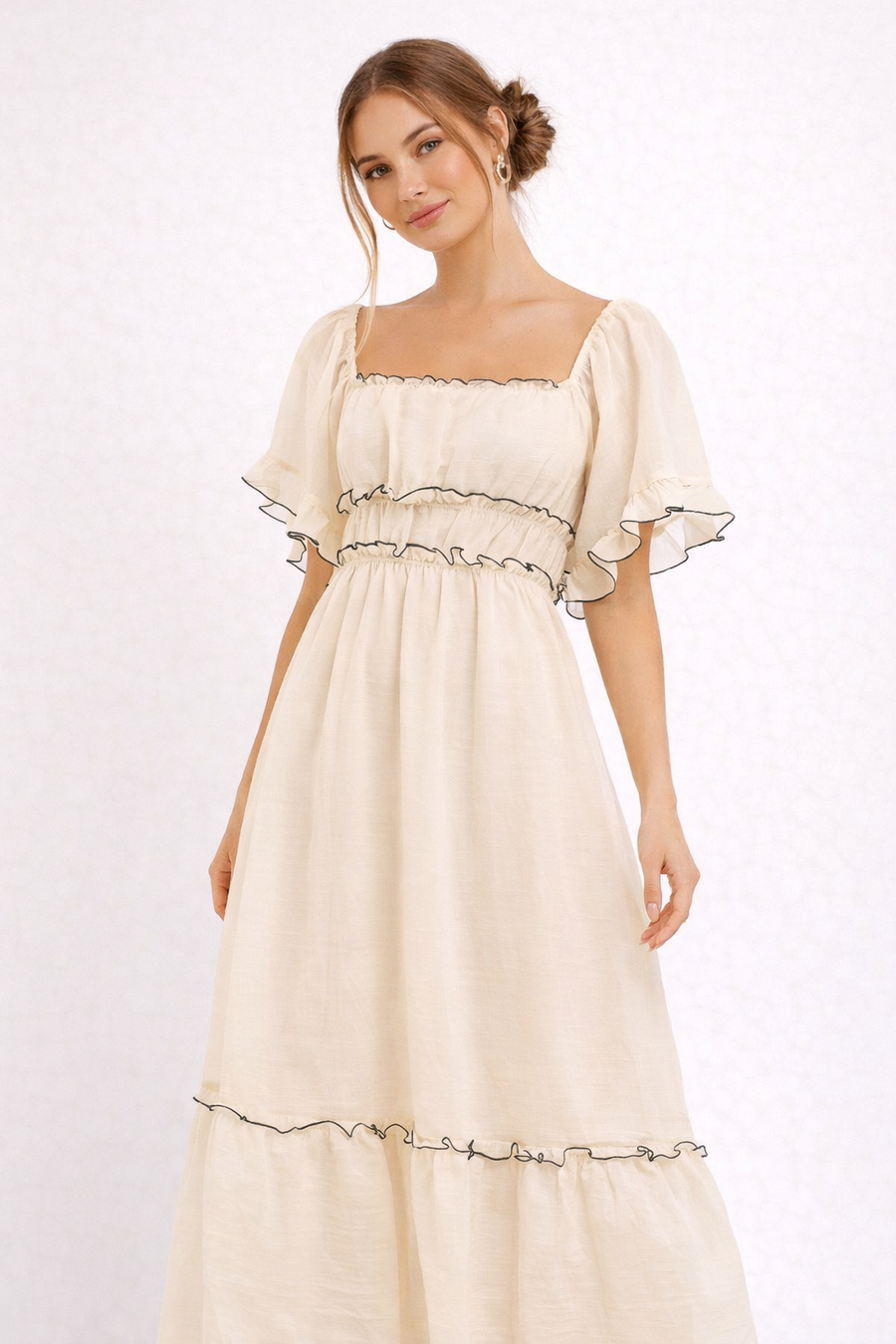 Elisa Romantic Ruffle Midi Dress