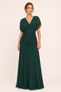 Marita Ruched V-Neck Maxi Dress