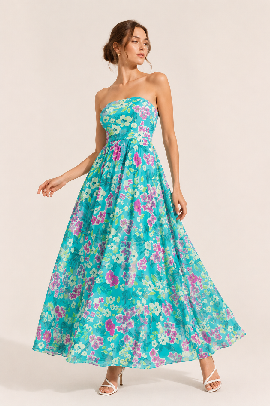 Elfriede Vintage Floral Maxi Dress