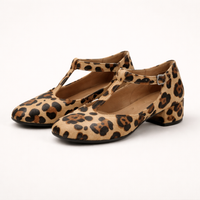 Gianna Leopard T-Strap Block Heel Pumps