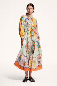 Daniela Printed Shirt Midi Dress