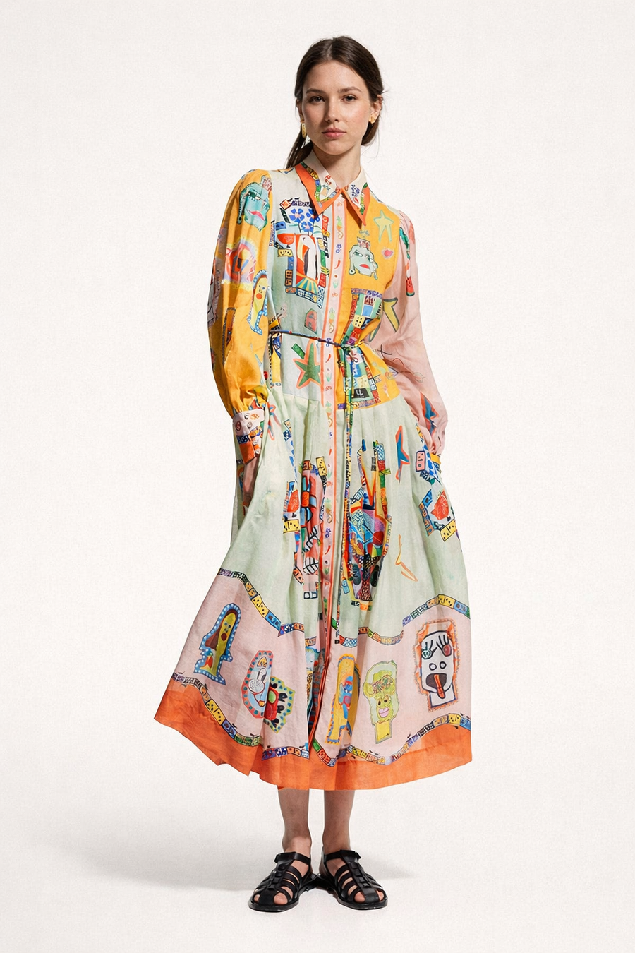 Daniela Printed Shirt Midi Dress