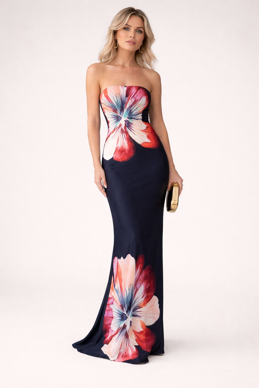 Aurora Floral Strapless Midi Dress