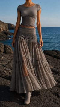 Illyria – Bohemian Lace Vitoria Top and Pleated Skirt Set