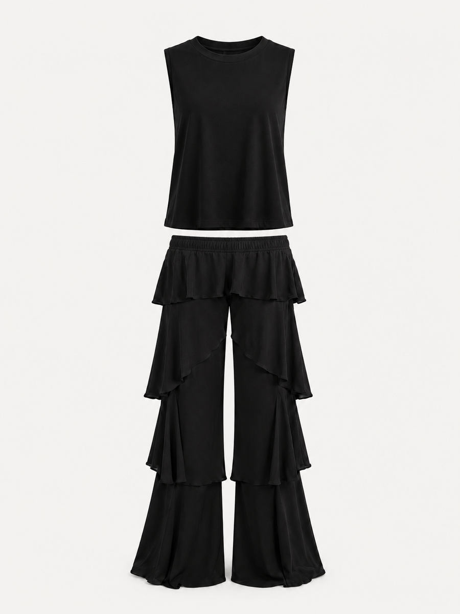 Philippa – Ruffle Wide Leg Trouser Set