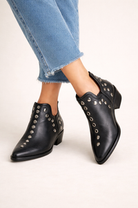 Molly Western Ankle Boots with Metal Eyelets