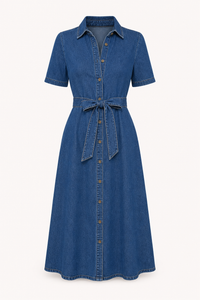 Klara Belted Denim Midi Dress