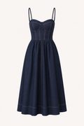 Helene Sweetheart Denim Midi Dress