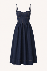 Helene Sweetheart Denim Midi Dress