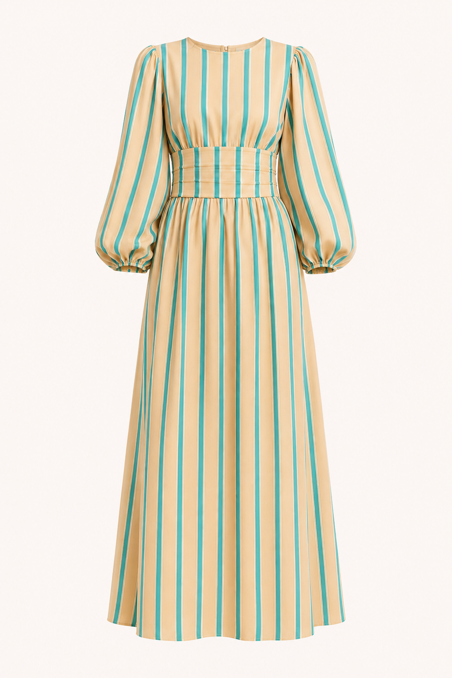 Larissa Striped Puff-Sleeve Maxi Dress
