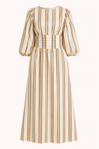 Larissa Striped Puff-Sleeve Maxi Dress