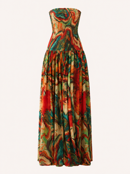 Hellen Strapless Printed Maxi Dress