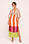 Frida Striped Midi Dress with Side Slit
