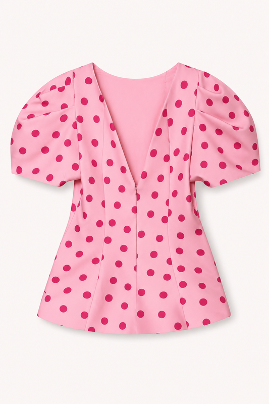 Romy Polka Dot Puff-Sleeve Blouse