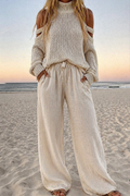 Zafira – Modern Menorca Knit Top and Wide-Leg Trouser Set