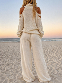 Zafira – Modern Menorca Knit Top and Wide-Leg Trouser Set