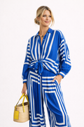 Aurora Geometric Print Shirt and Wide-Leg Pants Set