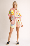 Monroe Linen-Print Shirt and Shorts Set