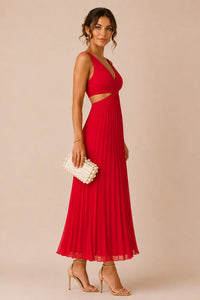 Beatrix – Pleated V-Neck Maxi Dress
