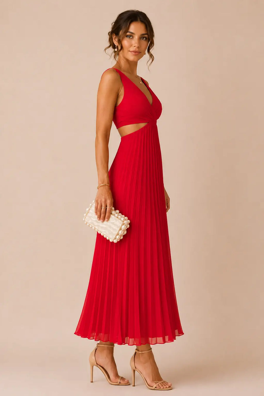 Beatrix – Pleated V-Neck Maxi Dress