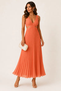 Beatrix – Pleated V-Neck Maxi Dress