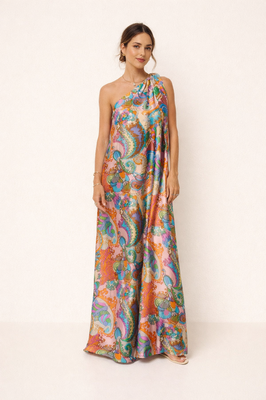 Kasy Asymmetric Printed Maxi Dress