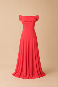 Bridget - Coral Bardot Maxi Dress