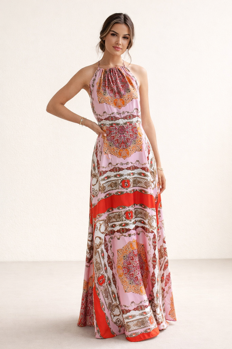 Elisa Bohemian Halter Maxi Dress