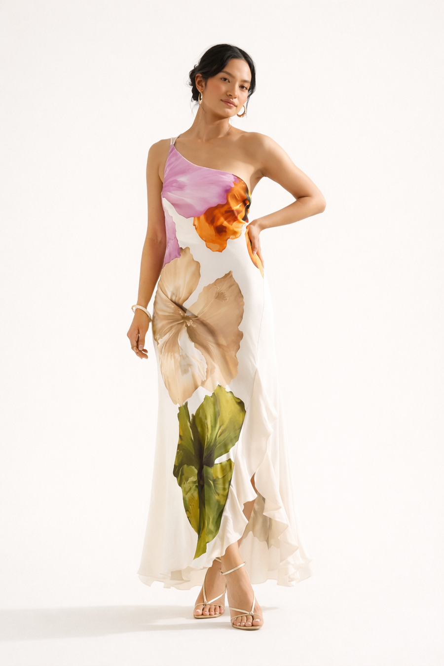 Loise Floral One-Shoulder Maxi Dress