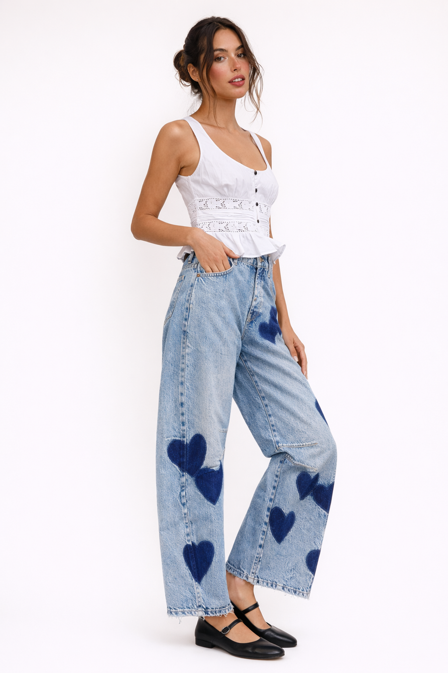 Margaret Heart-Print Jeans