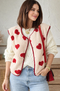 Bere Heart Print Plush Gilet