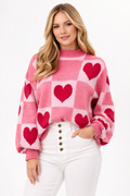 Alvera Heart Print Knit Sweater