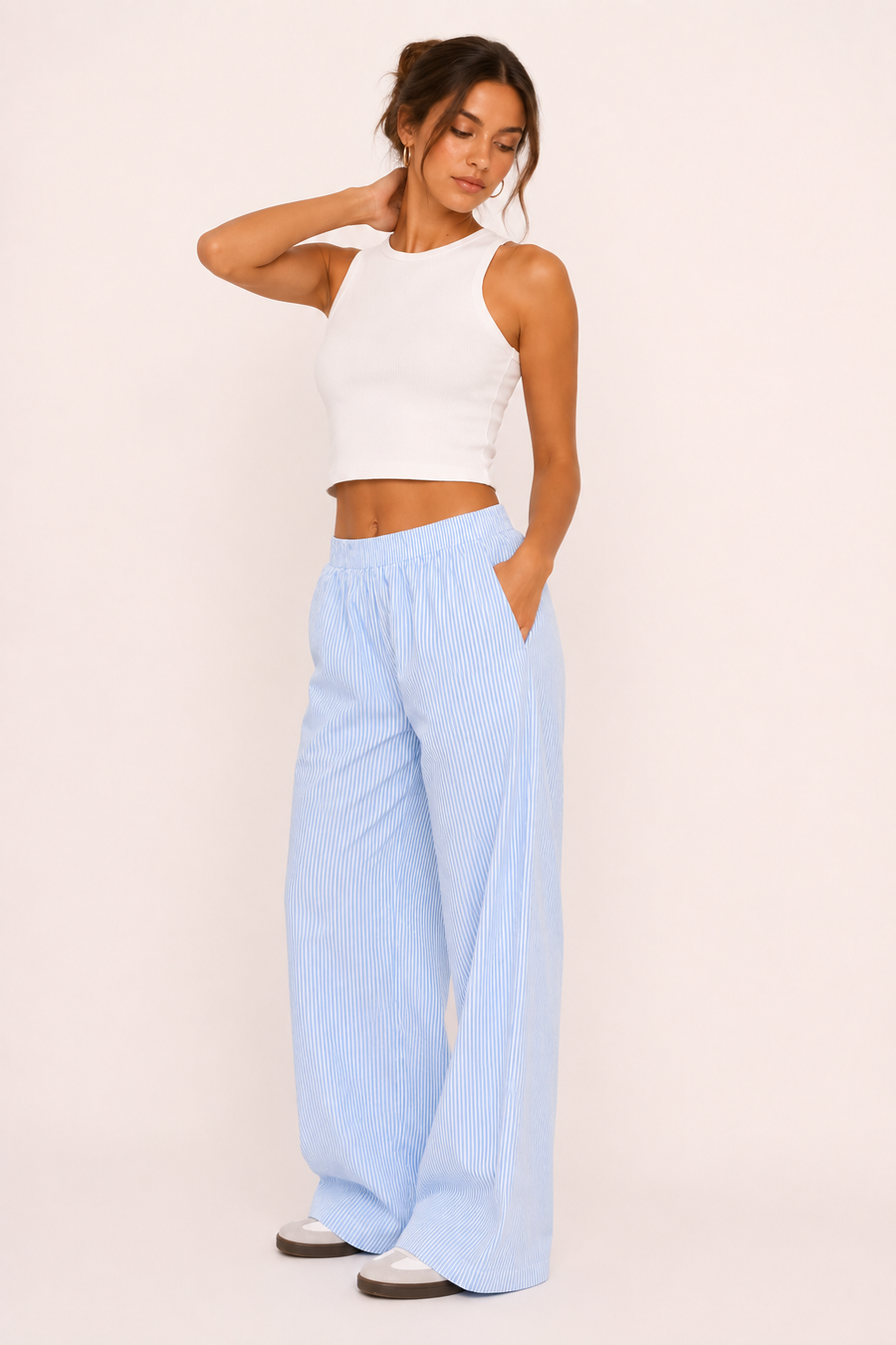 Naire Striped Wide-Leg Pants