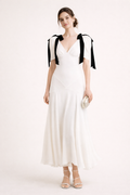 Jena V-Neck Bow Midi Dress
