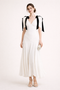 Jena V-Neck Bow Midi Dress