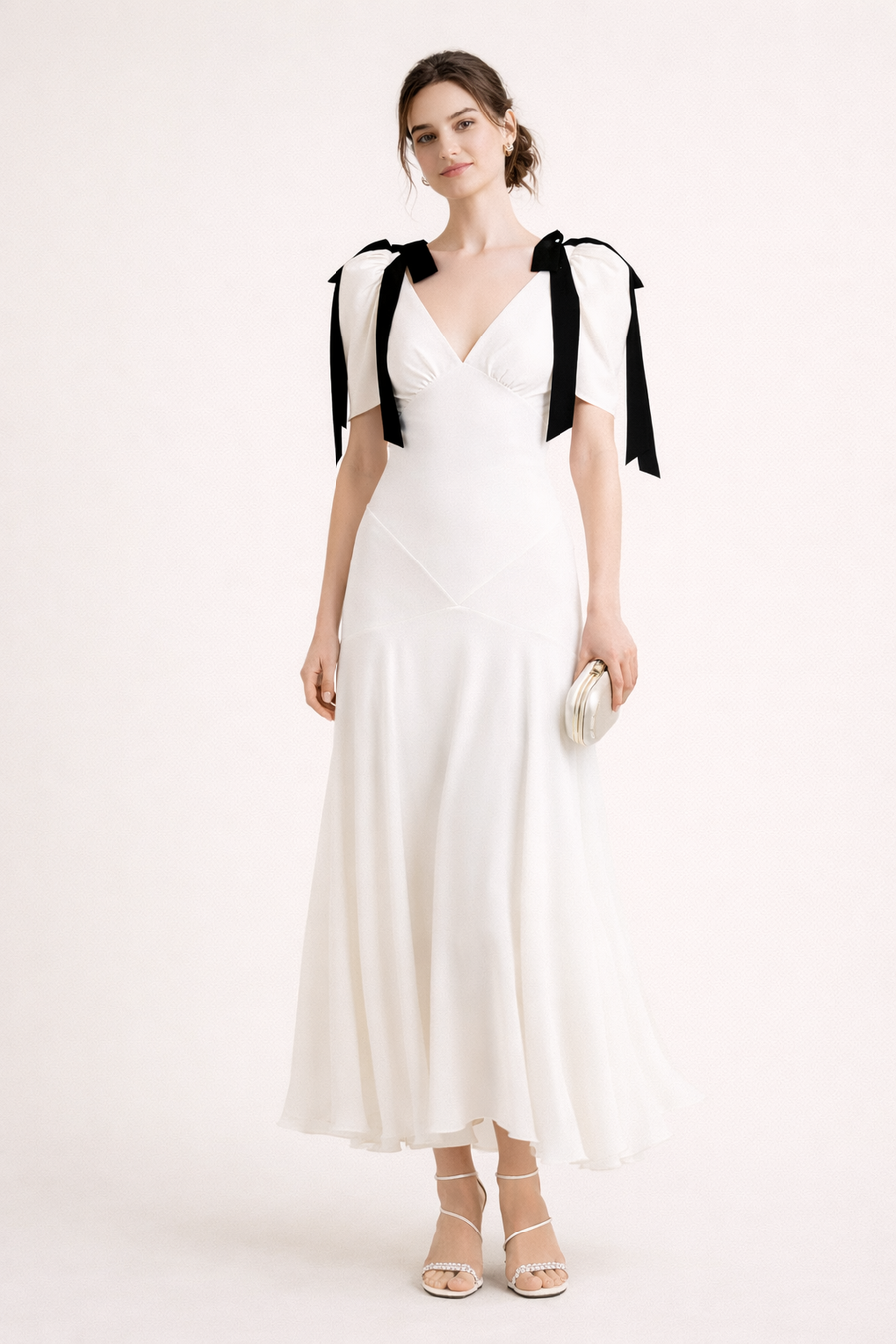 Jena V-Neck Bow Midi Dress