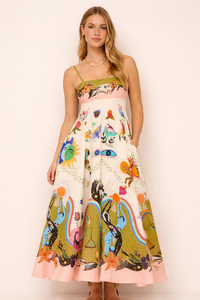Arianna Artistic Print Maxi Dress