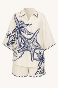 Lidia Mediterranean Print Shirt and Shorts Set